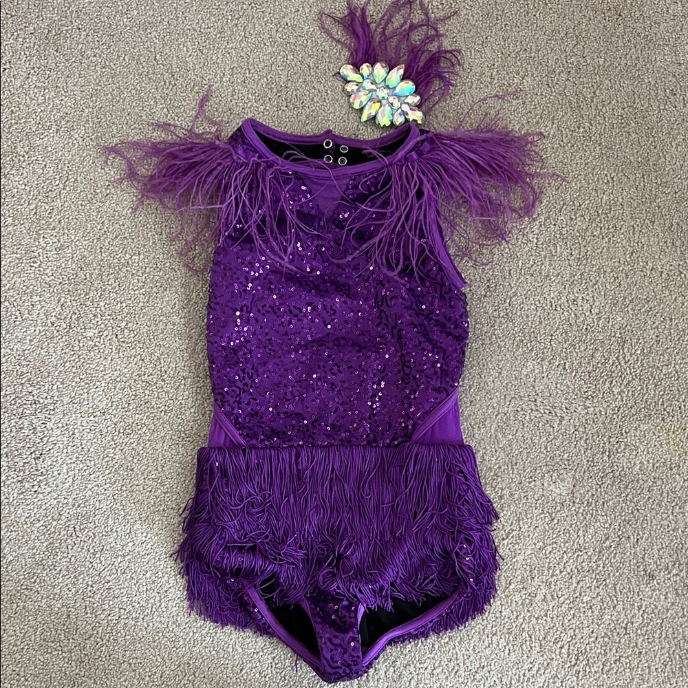 EUC - Weissman MC Purple Fringe and Feather Costume - size approx 8/10